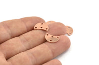 Copper Moon Charm, 12 Raw Copper Crescent Moon Charms With 4 Holes, Connectors (13x8x0.70mm) M604