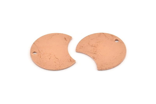 Bakır Ay Tılsımı, 1 Delikli 12 Ham Bakır Hilal Ay Tılsımı (20x15x0,70 mm) M614