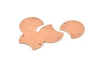 Copper Moon Charm, 12 Raw Copper Crescent Moon Charms With 2 Holes, Connectors (20x15x0.70mm) M607