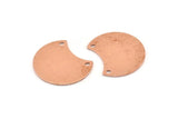 Copper Moon Charm, 12 Raw Copper Crescent Moon Charms With 2 Holes, Connectors (20x15x0.70mm) M613