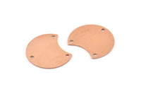 Copper Moon Charm, 12 Raw Copper Crescent Moon Charms With 3 Holes, Connectors (20x15x0.70mm) M609