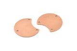 Copper Moon Charm, 12 Raw Copper Crescent Moon Charms With 3 Holes, Connectors (20x15x0.70mm) M609