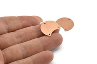 Copper Moon Charm, 12 Raw Copper Crescent Moon Charms With 3 Holes, Connectors (20x15x0.70mm) M609