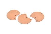 Copper Moon Charm, 12 Raw Copper Crescent Moon Charms With 4 Holes, Connectors (20x15x0.70mm) M612