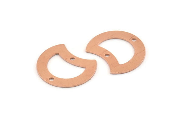 Copper Moon Charm, 12 Raw Copper Crescent Moon Charms With 2 Holes, Connectors (20x15x0.70mm) M623
