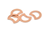 Copper Moon Charm, 12 Raw Copper Crescent Moon Charms With 2 Holes, Connectors (20x15x0.70mm) M623