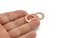 Copper Moon Charm, 12 Raw Copper Crescent Moon Charms With 2 Holes, Connectors (20x15x0.70mm) M623