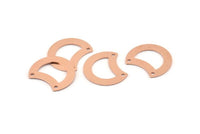Copper Moon Charm, 12 Raw Copper Crescent Moon Charms With 2 Holes, Connectors (20x15x0.70mm) M621