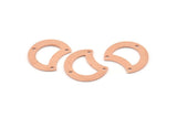 Copper Moon Charm, 12 Raw Copper Crescent Moon Charms With 3 Holes, Connectors (20x15x0.70mm) M622
