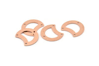 Copper Moon Charm, 12 Raw Copper Crescent Moon Charms With 3 Holes, Connectors (20x15x0.70mm) M622