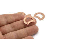 Copper Moon Charm, 12 Raw Copper Crescent Moon Charms With 3 Holes, Connectors (20x15x0.70mm) M622
