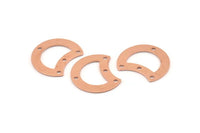 Copper Moon Charm, 12 Raw Copper Crescent Moon Charms With 4 Holes, Connectors (20x15x0.70mm) M624