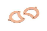 Copper Moon Charm, 12 Raw Copper Crescent Moon Charms With 1 Loop And 2 Holes (20x20x0.70mm) M625