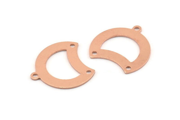 Copper Moon Charm, 12 Raw Copper Crescent Moon Charms With 1 Loop And 2 Holes (20x20x0.70mm) M625