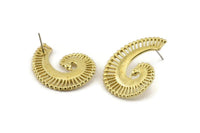 Brass Snail Earring, 2 Raw Brass Snail Stud Earrings (32x26x1.5mm) N1044
