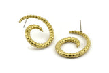 Brass Horn Earring, 2 Raw Brass Horn Stud Earrings (30x24x3.5mm) N1045