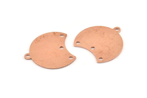 Bakır Ay Tılsımı, 1 Döngü ve 3 Delikli 12 Ham Bakır Hilal Ay Tılsımı (20x20x0,70 mm) M632