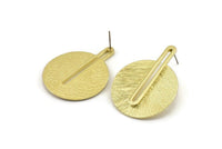 Brass Earring Post, 2 Posts Raw Brass Textured Earrings (42x32x1mm) N1086