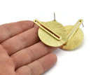 Brass Earring Post, 2 Posts Raw Brass Textured Earrings (42x32x1mm) N1086