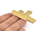 Brass Rectangle Pendant, 4 Hammered Raw Brass Rectangle Charms With 1 Loop (37x12x1.2mm) M492