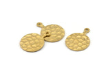 Brass Round Charm, 8 Hammered Raw Brass Round Tags With 1 Loop (23x17x1.2mm) M493