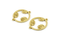 Brass Monstera Charm, 4 Raw Brass Monstera Connectors With 2 Loops, Pendants, Findings (28x22x1.5mm) N1373
