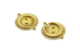Moon and Sun, 4 Raw Brass, Brass Moon, Brass Sun, Brass Charm, Brass Pendant, Brass Connectors With 2 Loops - Pad Size 4mm (22x19mm) N1372