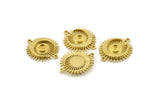 Moon and Sun, 4 Raw Brass, Brass Moon, Brass Sun, Brass Charm, Brass Pendant, Brass Connectors With 2 Loops - Pad Size 4mm (22x19mm) N1372