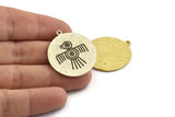 Mayan Pendant, Silver Mayan Charm, Brass Mayan Charm, Mayan Civilization Symbol, Mayan Charm, Aztec Pendant, Aztec Mayan (32x29x1.2mm) N1389