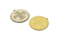 Mayan Pendant, Silver Mayan Charm, Brass Mayan Charm, Mayan Civilization Symbol, Mayan Charm, Aztec Pendant, Aztec Mayan (30x29x1.2mm) N1392