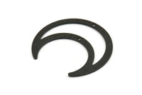 Black Moon Charm, 4 Textured Oxidized Black Brass Crescent Moon Charms With 2 Holes, Pendants (42x16x0.80mm) M178 S1143