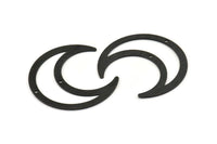 Black Moon Charm, 4 Textured Oxidized Black Brass Crescent Moon Charms With 2 Holes, Pendants (42x16x0.80mm) M178 S1143