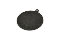 Black Round Charm, 4 Textured Oxidized Black Brass Round Charms With 1 Loop, Blanks (25x28x0.80mm) M461