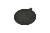 Black Round Charm, 4 Textured Oxidized Black Brass Round Charms With 1 Loop, Blanks (25x28x0.80mm) M461