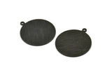Black Round Charm, 4 Textured Oxidized Black Brass Round Charms With 1 Loop, Blanks (25x28x0.80mm) M461