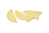 Semi Circle Blank, 8 Raw Brass Half Moon Stamping Blanks (39x15x0.90mm) M634