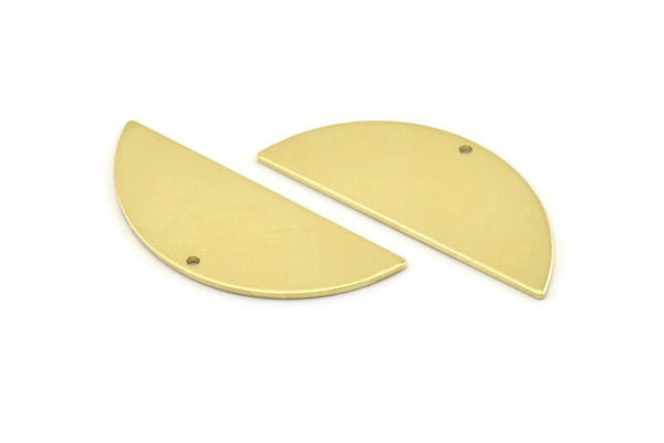 Yarım Daire Charm, 1 Delikli 8 Ham Pirinç Yarım Ay Charm, Damgalama Boşluğu (39x15x0,90 mm) M635