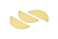 Semi Circle Charm, 8 Raw Brass Half Moon Charms With 2 Holes, Stamping Blank (39x15x0.90mm) M637