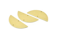 Semi Circle Charm, 8 Raw Brass Half Moon Charms With 2 Holes, Stamping Blank (39x15x0.90mm) M638