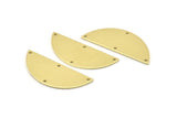Semi Circle Charm, 8 Raw Brass Half Moon Charms With 4 Holes, Stamping Blank (39x15x0.90mm) M639