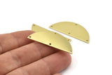Semi Circle Charm, 8 Raw Brass Half Moon Charms With 4 Holes, Stamping Blank (39x15x0.90mm) M639