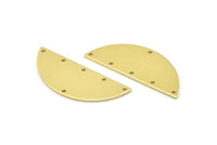 Semi Circle Charm, 8 Raw Brass Half Moon Charms With 6 Holes, Stamping Blank (39x15x0.90mm) M641