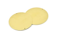 Brass Round Charm, 2 Raw Brass Round Charms With 2 Holes, Stamping Blanks (43x0.90mm) M648