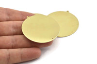 Brass Round Charm, 2 Raw Brass Round Charms With 1 Loop And 1 Hole, Stamping Blanks (45x43x0.90mm) M650