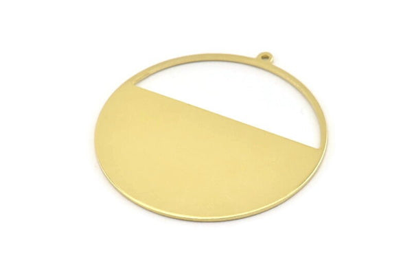 Brass Round Charm, 2 Raw Brass Round Charms With 1 Loop, Stamping Blanks (45x43x0.90mm) M658