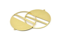 Brass Round Charm, 2 Raw Brass Round Charms With 1 Loop, Stamping Blanks (45x43x0.90mm) M663