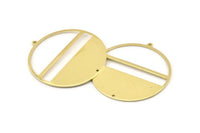 Brass Round Charm, 2 Raw Brass Round Charms With 1 Loop And 1 Hole, Stamping Blanks (45x43x0.90mm) M662