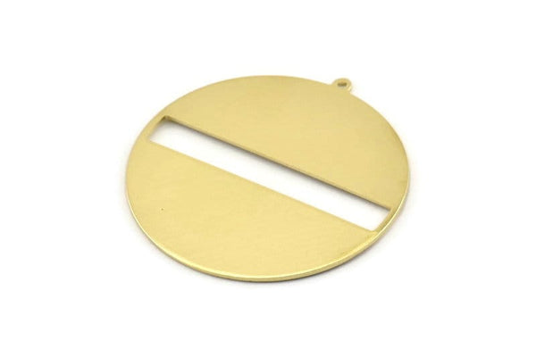 Brass Round Charm, 2 Raw Brass Round Charms With 1 Loop, Stamping Blanks (45x43x0.90mm) M651