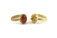 Brass Claw Ring, 2 Raw Brass Royal Ring - Ring Stone Setting - Pad Size 12x10mm (17mm) N1384