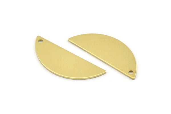 Semi Circle Charm, 12 Raw Brass Half Moon Charms With 1 Hole, Blanks, Stamping Blanks (29x11x0.80mm) M496